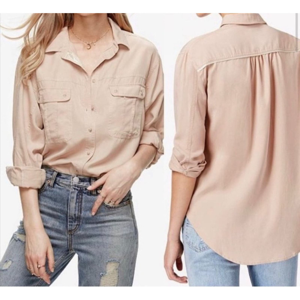 Free People Button-Down Shirt in Pale Blush